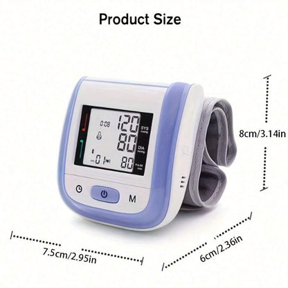 Digital Wrist Blood Pressure Monitor – LCD Screen, Voice, Portable Case